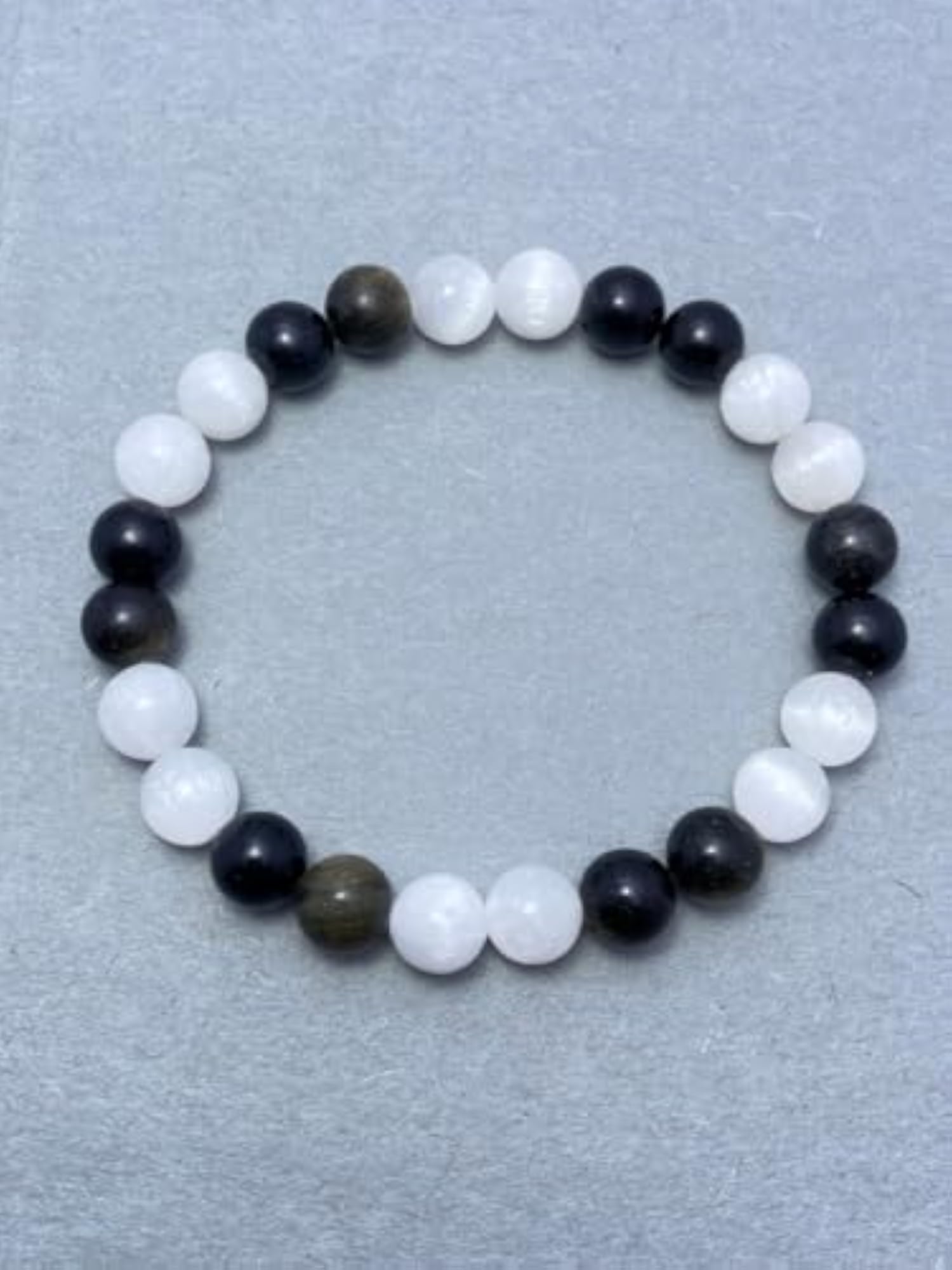 Natural Selenite & Golden Obsidian Healing Bracelet, Unisex